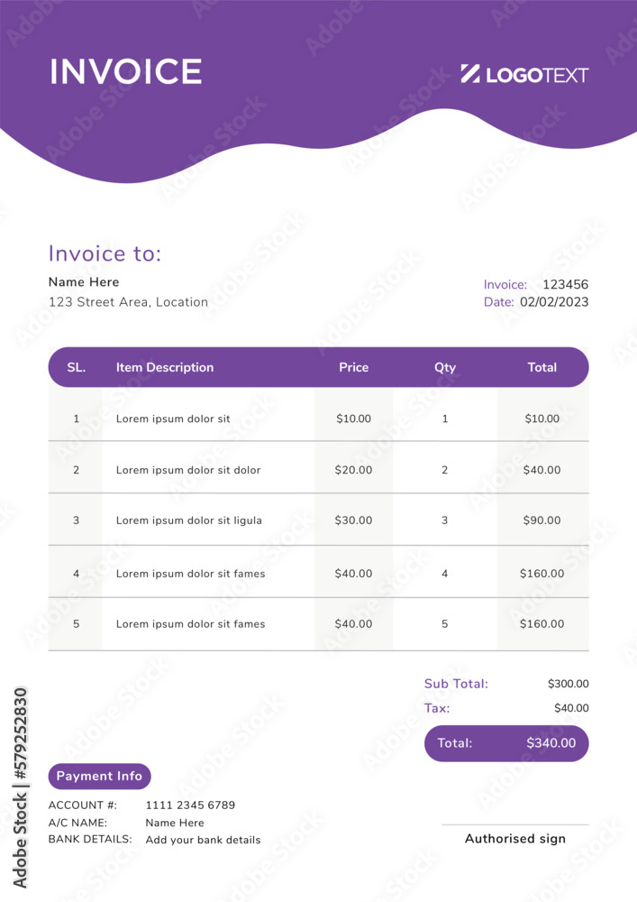 Administration Invoice Sample Corporate Invoice Design Template Bill form Business Payments Details ...