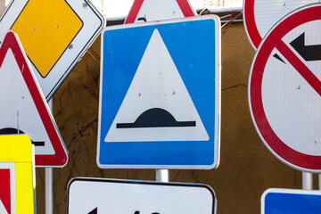 Different road signs along the road.