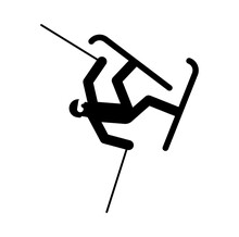 Skier Sign Symbol. Skiing Icon. Vector Illustration