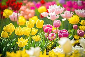 Wall Mural - Tulip. Beautiful bouquet of tulips. colorful tulips. tulips in spring,colourful tulip. Generative AI