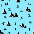 Snowboarder and Skier pattern seamless. snowboarding background. Skiing texture. Vector ornament