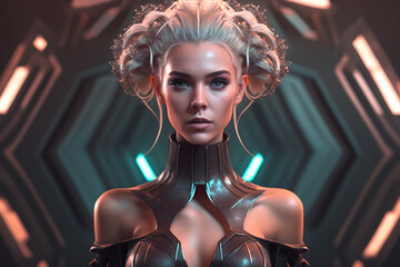 Wall Mural - portrait of a futuristic woman