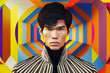 portrait of a photogenic Asian male on colorful background