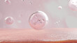 3D molecule inside the bubble floating on the pink skin.Element background for beauty cosmetic and science laboratory conceptual.