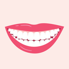 Sticker - Smiling mouth with teeth. Vector illustration isolated on white background.