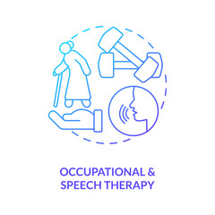 Wall Mural - Occupational and speech therapy blue gradient concept icon. Training program. Home health care service abstract idea thin line illustration. Isolated outline drawing. Myriad Pro-Bold font used