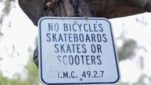 No Bicycles And Scooters Sign In The Park