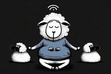 Canvas Print - Do some yoga with some funny sheep and use the sketch in your design. Generative AI