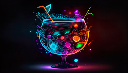 Poster - colorful abstract glass with cocktail