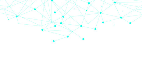 Wall Mural - teal network. abstract connection on white background. network technology background with dots and l