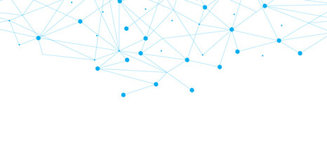 Wall Mural - blue network. abstract connection on white background. network technology background with dots and l