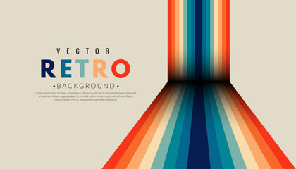 Wall Mural - abstract minimalist retro background with light stripes elements. graphic vector flat design style. 