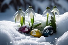 Easter Eggs In Snow