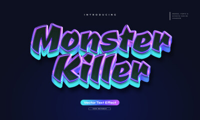 Wall Mural - monster killer text style with 3d effect. editable colorful game text effect