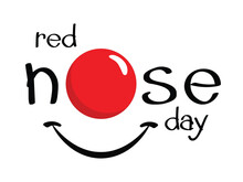 Red Nose Day Design Concept. It Includes A Clown Face With A Smiling Face And A Red Nose. Vector Illustration
