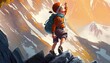 Child who climb mountains illustrations, ai art