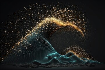 Aufkleber - Beautiful abstract wave technology background.Generative AI