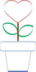 Wall Mural - Heart shaped flower with two leaves, planted in a pot