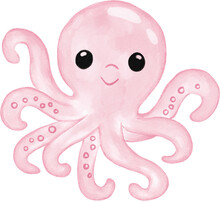 Octopus Cute Watercolor Png