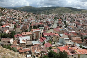 Wall Mural - A photo of the city of Bayburt taken from the castle. A general view of the buildings in Bayburt. Turkey.