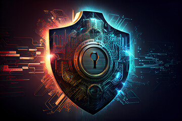 cyber security and information or network protection. future technology web services for business an