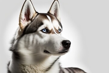 Poster - White background with a siberian husky. Generative AI