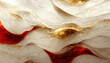 © NadiaArts - Abstract 4k wallpaper. Marbling texture with red and gold. AI