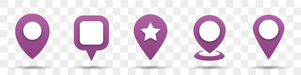 Leinwandbilder - Location pin gradient icons collection. Set of map pointer with shadow