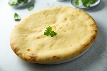 Poster - Savory pie with cheese, potato and spinach