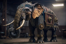 A Steampunk Elephant In Silver Armor
