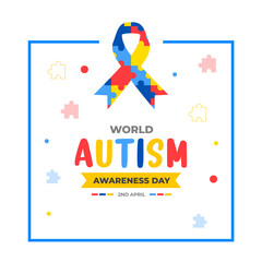 Wall Mural - World autism awareness day typography design template . World autism day colorful text design vector banner. design of autism. autism Health care Medical flat Text of April 02