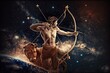Sagittarius, Zodiac and star signs horoscopes. Generative AI illustration.