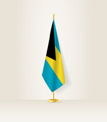 Wall Mural - The Bahamas flag on a flag stand.