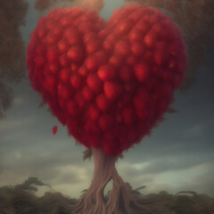 Wall Mural - Generative AI: fantasy strawberry tree