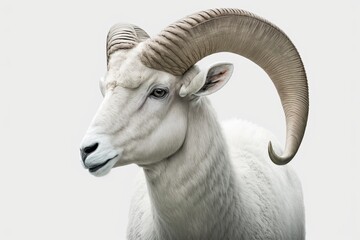 Sticker - Illustration of a white ram on a white background. Generative AI