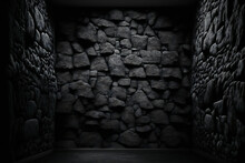 Black Granite Texture Stone Wall Dark Natural Background, Abstract, Textures, Generative AI