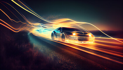 light trails from car motion, ai based