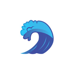 Wall Mural - Wave and tide blue icon illustration