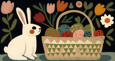 Poster - easter bunny and easter eggs