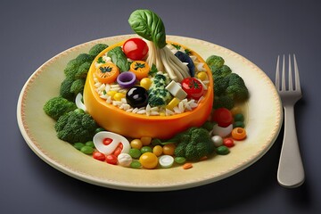 Poster - Healthy and tasty fake veggie dish. Generative AI