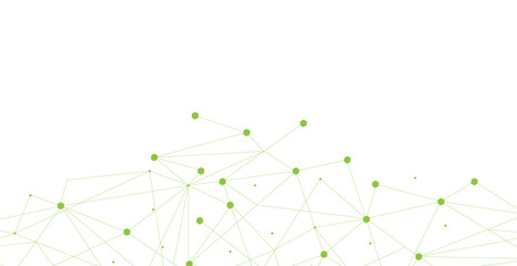Wall Mural - green network. abstract connection on white background. network technology background with dots and 