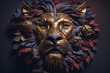 luxury lion face mask billion fusion of dark purple gold metal Generative AI