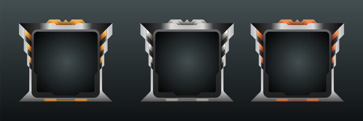 Wall Mural - abstract metal game avatar frames with gold, silver and bronze borders for game ui design
