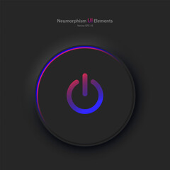 Wall Mural - a round button with a pink and blue power symbol on a black background. user interface elements in t