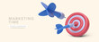 © bs_k1d - Realistic 3d design red target and blue arrows isolated on light background. Vector illustration