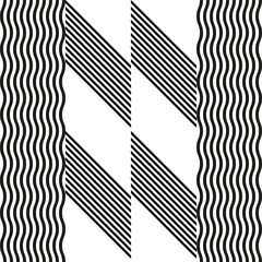 Leinwandbilder - Modern abstract geometric contemporary vector seamless diagonal pattern with simple elements and shapes. Graphic black and white minimalist background.
