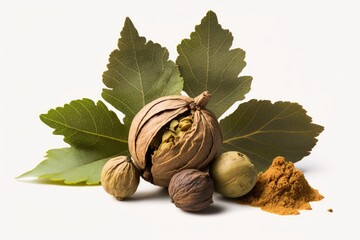 Wall Mural - Clipped white background with the ayurvedic fruit blend known as triphala. Generative AI