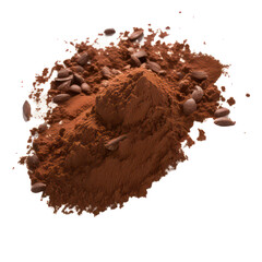 Cocoa powder on transparent background for ads banner,packaging. Generative AI.