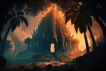 Unforgettable Tales Told By A Forgotten Civilization - Glorious Histories Radiate With Flame Trees And Fronds Generative AI