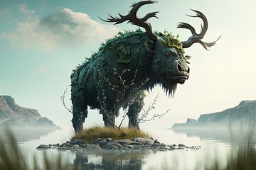 Wall Mural - Triumphing Over Nature’s Mightiest Beast Generative AI